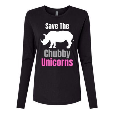 Save The Chubby Unicorns, Hipster, Funny Rhino Quote, Rhino Lover Womens Cotton Relaxed Long Sleeve T-Shirt