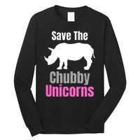 Save The Chubby Unicorns, Hipster, Funny Rhino Quote, Rhino Lover Long Sleeve Shirt