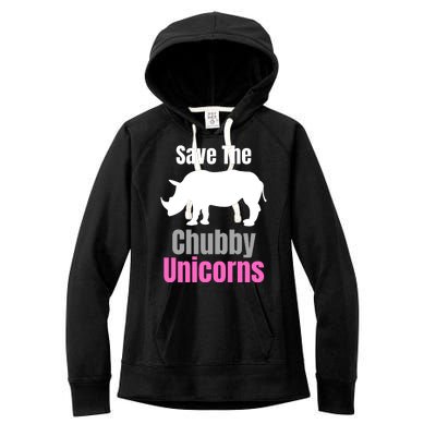 Save The Chubby Unicorns, Hipster, Funny Rhino Quote, Rhino Lover Women's Fleece Hoodie