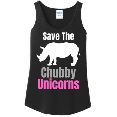 Save The Chubby Unicorns, Hipster, Funny Rhino Quote, Rhino Lover Ladies Essential Tank