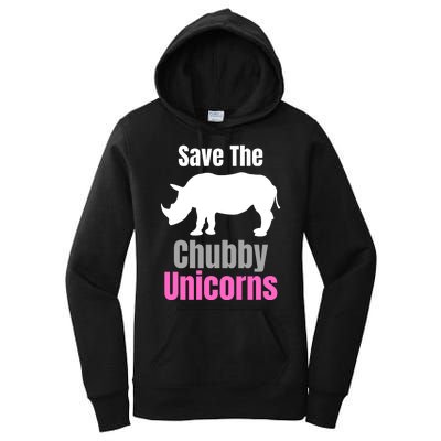 Save The Chubby Unicorns, Hipster, Funny Rhino Quote, Rhino Lover Women's Pullover Hoodie