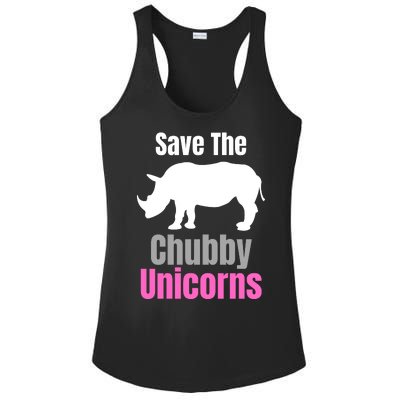 Save The Chubby Unicorns, Hipster, Funny Rhino Quote, Rhino Lover Ladies PosiCharge Competitor Racerback Tank