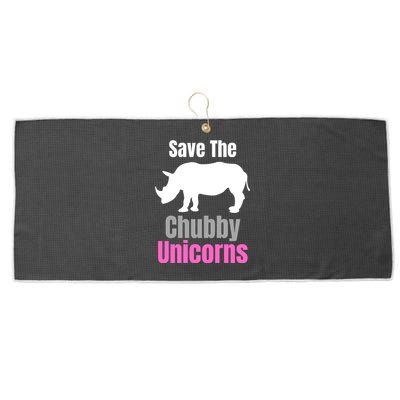 Save The Chubby Unicorns, Hipster, Funny Rhino Quote, Rhino Lover Large Microfiber Waffle Golf Towel