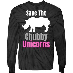 Save The Chubby Unicorns, Hipster, Funny Rhino Quote, Rhino Lover Tie-Dye Long Sleeve Shirt