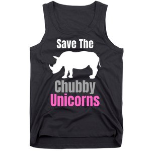 Save The Chubby Unicorns, Hipster, Funny Rhino Quote, Rhino Lover Tank Top