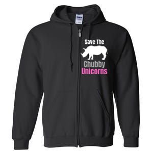 Save The Chubby Unicorns, Hipster, Funny Rhino Quote, Rhino Lover Full Zip Hoodie