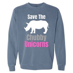 Save The Chubby Unicorns, Hipster, Funny Rhino Quote, Rhino Lover Garment-Dyed Sweatshirt