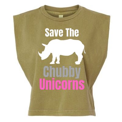 Save The Chubby Unicorns, Hipster, Funny Rhino Quote, Rhino Lover Garment-Dyed Women's Muscle Tee