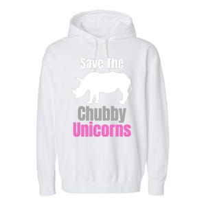 Save The Chubby Unicorns, Hipster, Funny Rhino Quote, Rhino Lover Garment-Dyed Fleece Hoodie