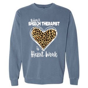 Speech Therapy Cute Leopard Plaid Gift For Speech Therapist Cool Gift Garment-Dyed Sweatshirt