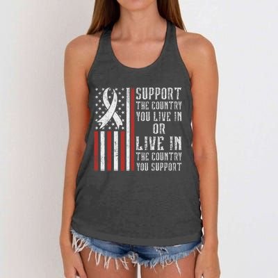 Support The Country You Live In The Country You Support Women's Knotted Racerback Tank