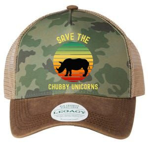 Save The Chubby Unicorns Rhino Funny Retro Rhino Legacy Tie Dye Trucker Hat