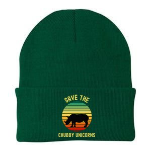 Save The Chubby Unicorns Rhino Funny Retro Rhino Knit Cap Winter Beanie