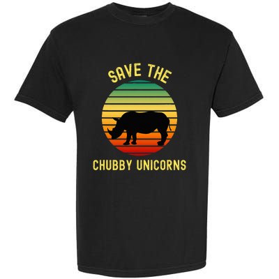 Save The Chubby Unicorns Rhino Funny Retro Rhino Garment-Dyed Heavyweight T-Shirt