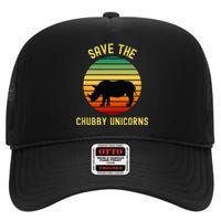 Save The Chubby Unicorns Rhino Funny Retro Rhino High Crown Mesh Back Trucker Hat