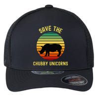 Save The Chubby Unicorns Rhino Funny Retro Rhino Flexfit Unipanel Trucker Cap