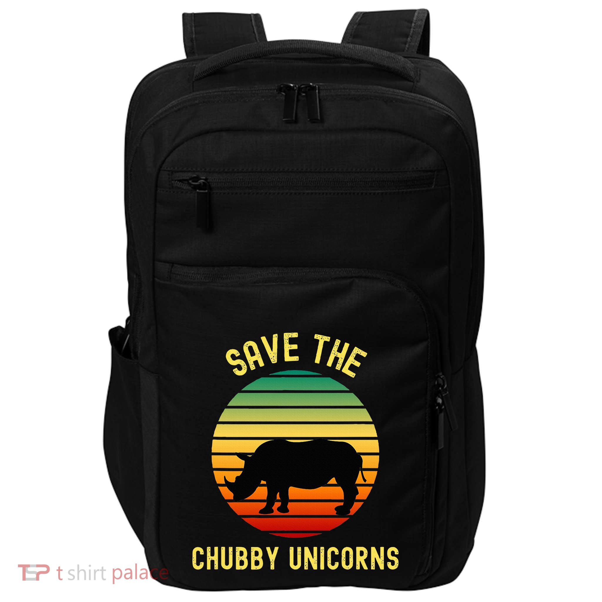 Save The Chubby Unicorns Rhino Funny Retro Rhino Impact Tech Backpack
