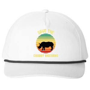 Save The Chubby Unicorns Rhino Funny Retro Rhino Snapback Five-Panel Rope Hat