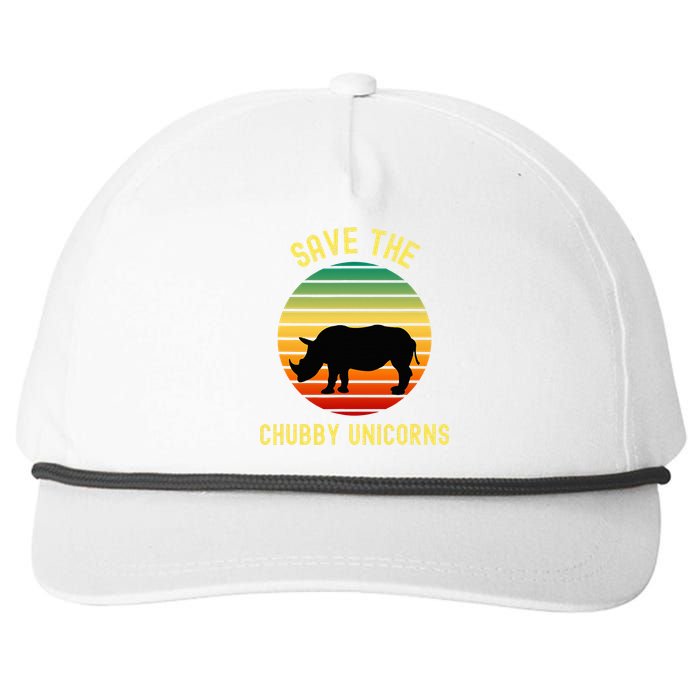 Save The Chubby Unicorns Rhino Funny Retro Rhino Snapback Five-Panel Rope Hat