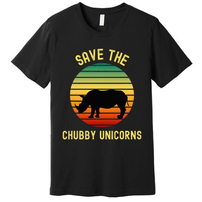 Save The Chubby Unicorns Rhino Funny Retro Rhino Premium T-Shirt