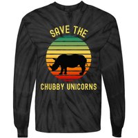 Save The Chubby Unicorns Rhino Funny Retro Rhino Tie-Dye Long Sleeve Shirt