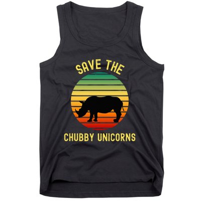 Save The Chubby Unicorns Rhino Funny Retro Rhino Tank Top