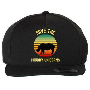 Save The Chubby Unicorns Rhino Funny Retro Rhino Wool Snapback Cap