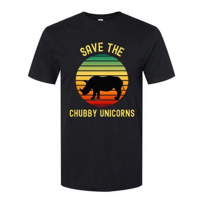 Save The Chubby Unicorns Rhino Funny Retro Rhino Softstyle CVC T-Shirt