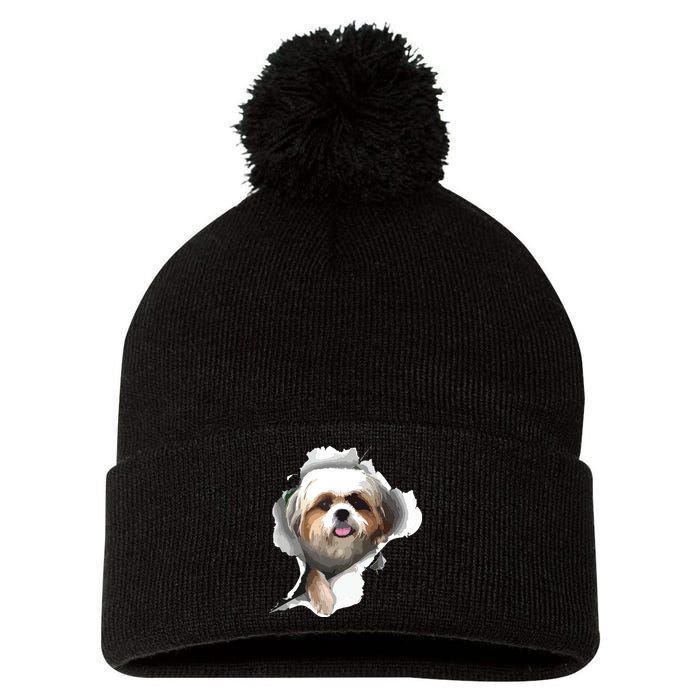 Shih Tzu Cute Shih Tzu Dog Shih Tzu Owner Shih Tzu Pom Pom 12in Knit Beanie