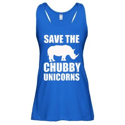 Save The Chubby Unicorns Rhino Funny Cute Gift Ladies Essential Flowy Tank