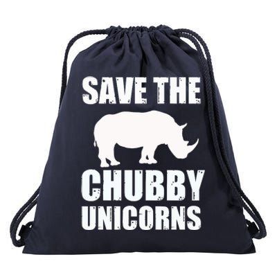 Save The Chubby Unicorns Rhino Funny Cute Gift Drawstring Bag