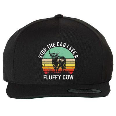 Stop The Car I See Fluffy Cow Retro Highland Lover Wool Snapback Cap