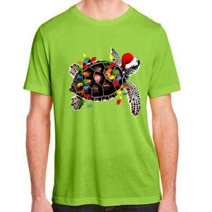 Sea Turtle Christmas Lights Funny Santa Hat Merry Christmas Adult ChromaSoft Performance T-Shirt