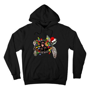 Sea Turtle Christmas Lights Funny Santa Hat Merry Christmas Hoodie