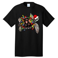 Sea Turtle Christmas Lights Funny Santa Hat Merry Christmas Tall T-Shirt