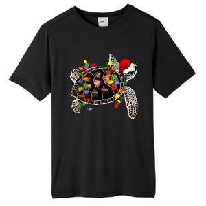 Sea Turtle Christmas Lights Funny Santa Hat Merry Christmas Tall Fusion ChromaSoft Performance T-Shirt