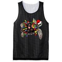 Sea Turtle Christmas Lights Funny Santa Hat Merry Christmas Mesh Reversible Basketball Jersey Tank