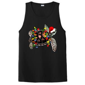 Sea Turtle Christmas Lights Funny Santa Hat Merry Christmas PosiCharge Competitor Tank