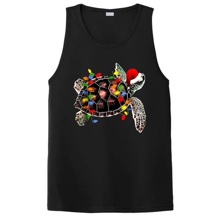 Sea Turtle Christmas Lights Funny Santa Hat Merry Christmas PosiCharge Competitor Tank