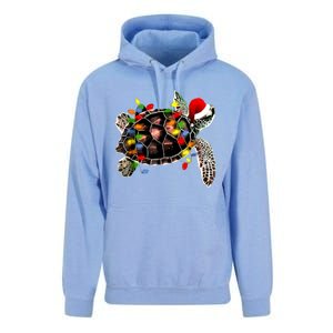 Sea Turtle Christmas Lights Funny Santa Hat Merry Christmas Unisex Surf Hoodie