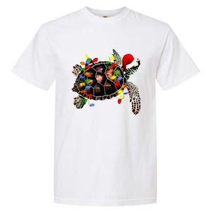 Sea Turtle Christmas Lights Funny Santa Hat Merry Christmas Garment-Dyed Heavyweight T-Shirt