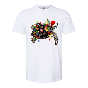 Sea Turtle Christmas Lights Funny Santa Hat Merry Christmas Softstyle CVC T-Shirt