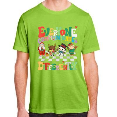 Speech Therapy Christmas Everyone Communicates Differently Adult ChromaSoft Performance T-Shirt