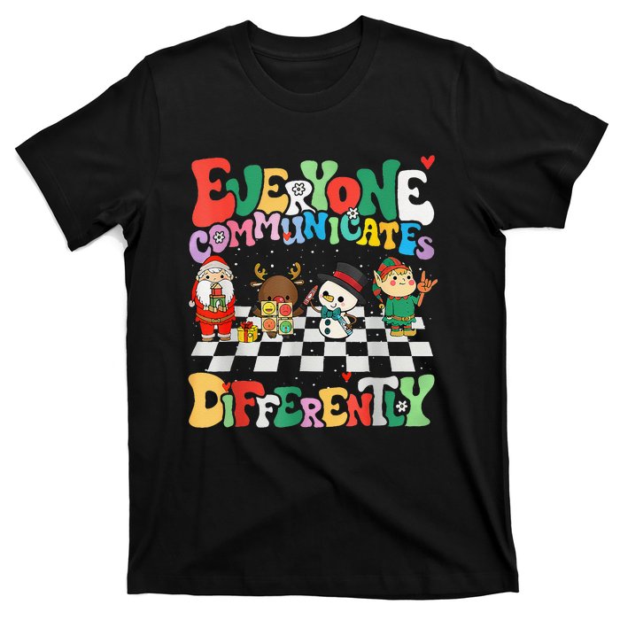 Speech Therapy Christmas Everyone Communicates Differently T-Shirt