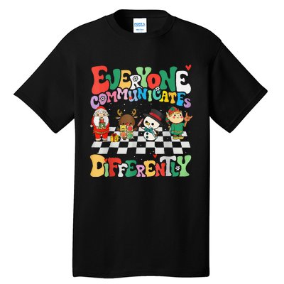 Speech Therapy Christmas Everyone Communicates Differently Tall T-Shirt