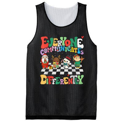 Speech Therapy Christmas Everyone Communicates Differently Mesh Reversible Basketball Jersey Tank