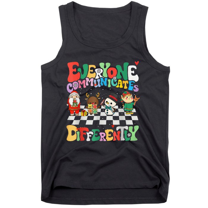 Speech Therapy Christmas Everyone Communicates Differently Tank Top