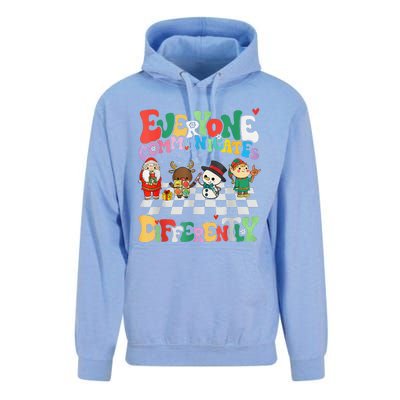 Speech Therapy Christmas Everyone Communicates Differently Unisex Surf Hoodie