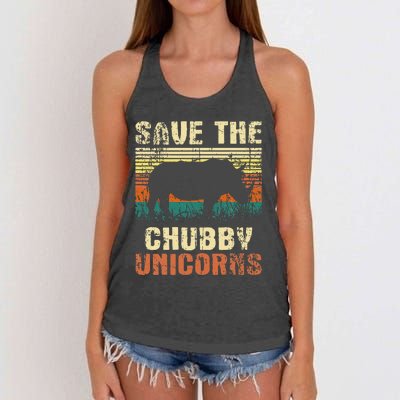 Save The Chubby Unicorns Zoologist Rhino Lover Rhinoceros Women's Knotted Racerback Tank