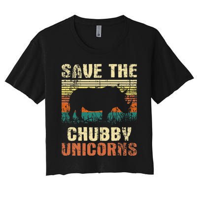 Save The Chubby Unicorns Zoologist Rhino Lover Rhinoceros Women's Crop Top Tee